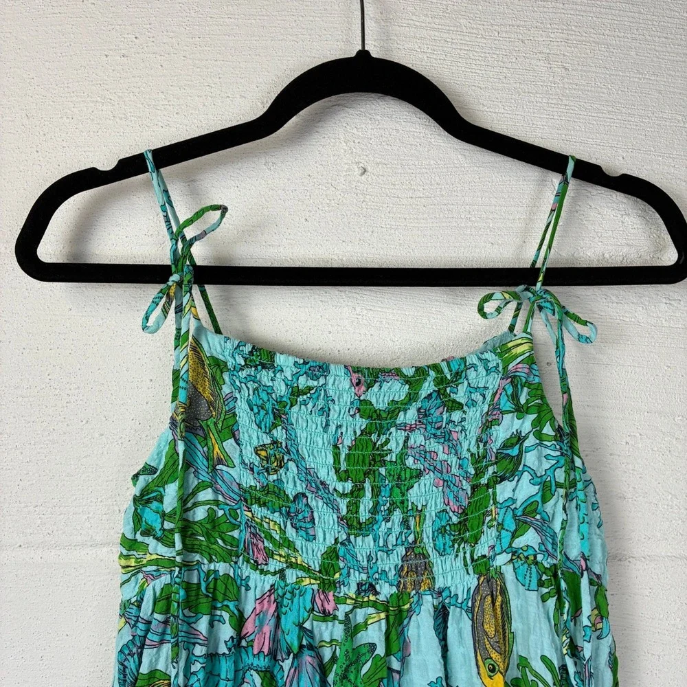 Kate Spade Womens Under the Sea Fish Print Maxi Dress Size S Resortwear Beach